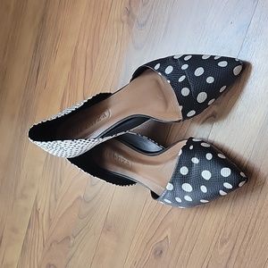 EUC Anthropologie Vicenza D'Orsay Black & White Polka Dot Flats